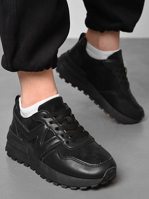 Кросівки чорного кольору на шнурівці  | 6828290