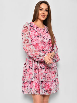 Шифонова рожева сукня з квітковим принтом  | 6828354