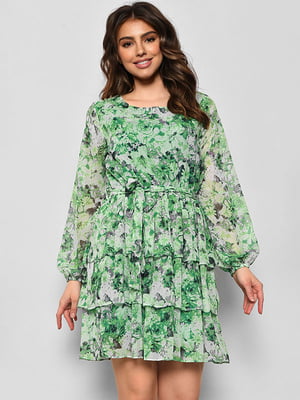 Шифонова зелена сукня з квітковим принтом | 6828356