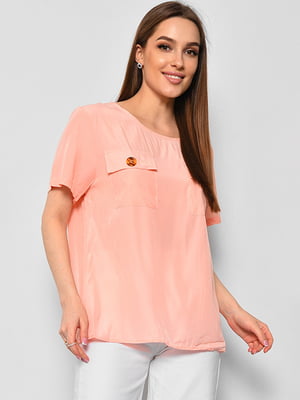 Блуза з коротким рукавом персикового кольору | 6828451