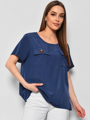 Блуза з коротким рукавом синього кольору | 6828456