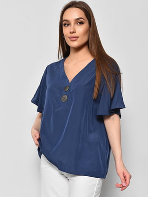 Блуза з коротким рукавом синього кольору | 6828461