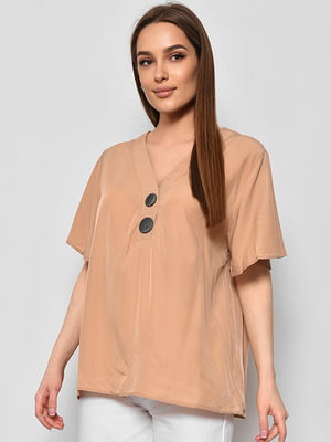 Блуза з коротким рукавом бежевого кольору | 6828464