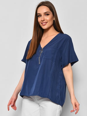Блуза з коротким рукавом синього кольору  | 6828469