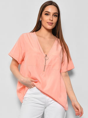 Блуза з коротким рукавом персикового кольору | 6828471