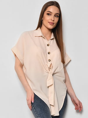 Блуза з коротким рукавом світло-бежевого кольору | 6828475