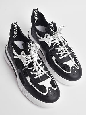 Кросівки чорно-білого кольору на шнурівці  | 6828593