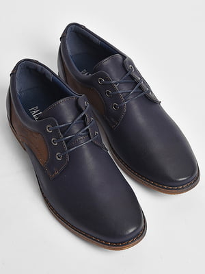 Туфлі підліткові на шнурівці темно-синього кольору  | 6828659