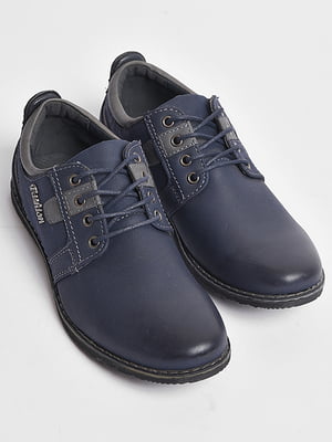Туфлі підліткові на шнурівці темно-синього кольору  | 6828663