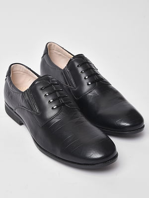 Туфлі підліткові на шнурівці чорного кольору | 6828682