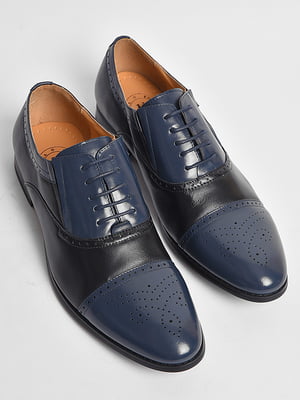 Туфлі чорного кольору із синіми вставками | 6828778