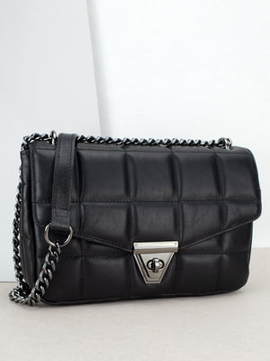 Шкіряна чорна стьобана сумка в стилі Шанель | 6829106