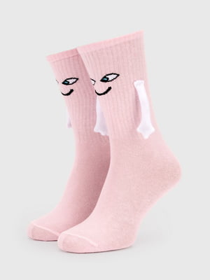 Шкарпетки довгі з декором рожеві | 6829433