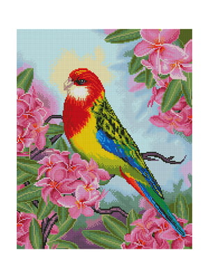 Алмазна мозаїка «Папуга в квітах» | 6829557