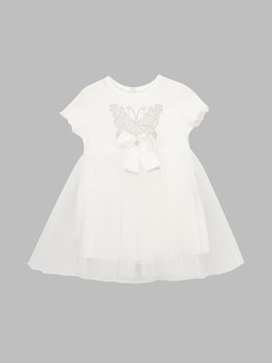 Сукня з фатиновими вставками біла | 6829818