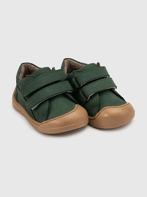 Зелені шкіряні черевики на липучках | 6829870