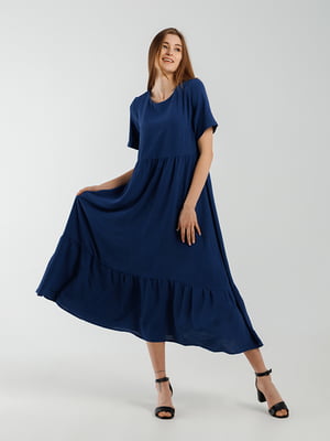 Сукня-максі темно-синього кольору | 6830099