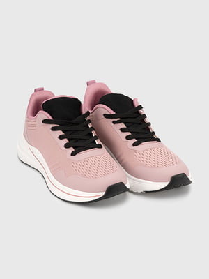 Рожеві кросівки на чорній шнурівці | 6830118