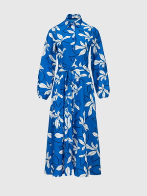 Сукня-сорочка синя з принтом | 6831051