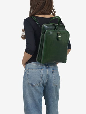 Великий шкіряний зелений рюкзак | 6831962