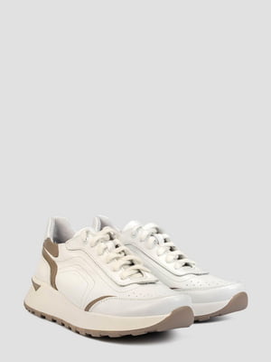 Кожаные белые кроссовки с контрастной отделкой | 6831968