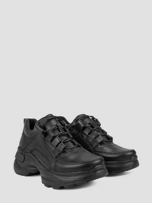 Кожаные черные кроссовки с массивной подошвой | 6831983