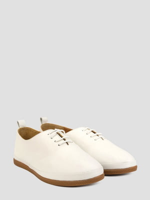 Шкіряні білі туфлі на шнурівці | 6832001
