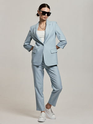 Класичний блакитний костюм: жакет та штани | 6832281