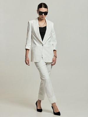 Класичний білий костюм: жакет та штани | 6832282