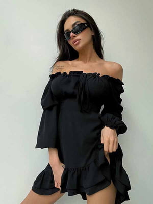Міні-сукня чорного кольору із зав’язками | 6833598