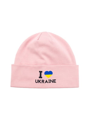 Рожева шапка з патріотичним принтом | 6833398