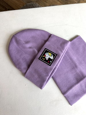 Фіолетові шапка та хомут у рубчик | 6833422