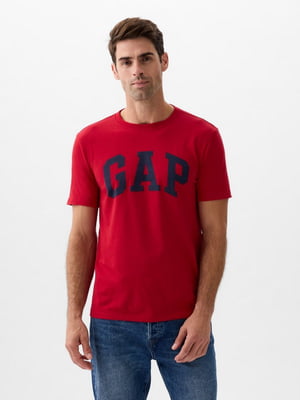Бавовняна червона футболка з логотипом | 6833812