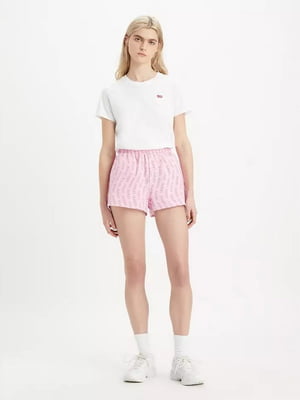 Трикотажные розовые шорты с принтом | 6833823