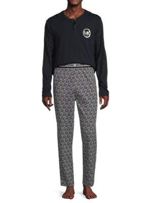Черный пижамный комплект: лонгслив и брюки | 6833870