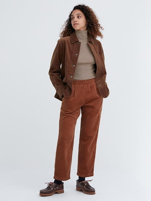 Вельветові коричневі штани вільного крою | 6833956