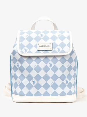 Рюкзак блакитний з фірмовим логотипом бренду | 6833988