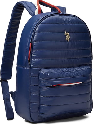 Стьобаний темно-синій рюкзак з логотипом | 6833990