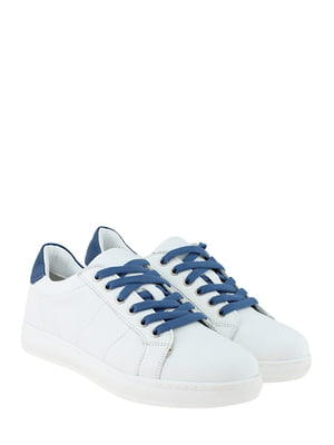 Кеди білі на синій шнурівці | 6605170