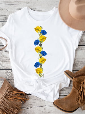Футболка біла “Poppies on embroidered shirt” | 6834172