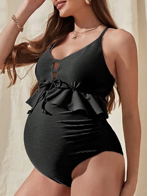 Купальник слитный черный для беременных с воланами “Lorin Вaby” | 6834744