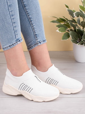 Текстильні білі кросівки без застібки | 6834811
