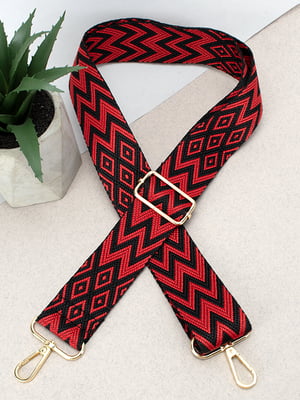 Текстильний ремінь для сумки червоно-чорний  з карабінами (38 мм) | 6834839