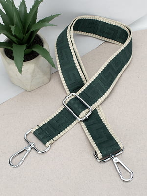 Ремінь для сумки текстильний зелений з карабінами (38 мм) | 6834869