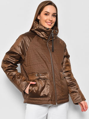 Демісезонна коричнева куртка з накладними кишенями | 6835094