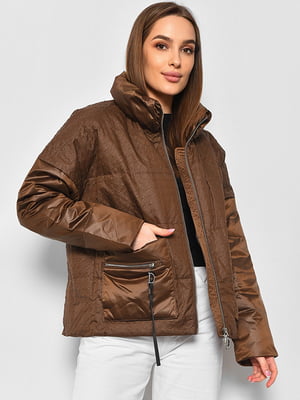 Демісезонна коричнева куртка з накладними кишенями | 6835100