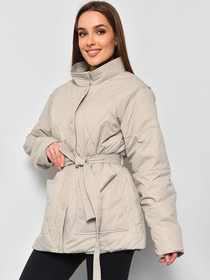 Демісезонна напівбатальна куртка оливкового кольору  | 6835105