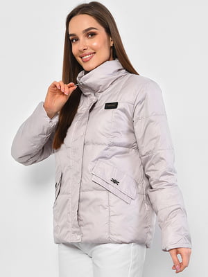 Демісезонна стьобана куртка світло-сірого кольору | 6835123