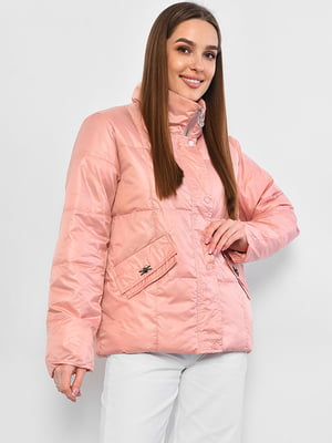 Демісезонна стьобана куртка рожевого кольору | 6835124