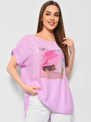 Рожева принтована футболка oversize | 6835193
